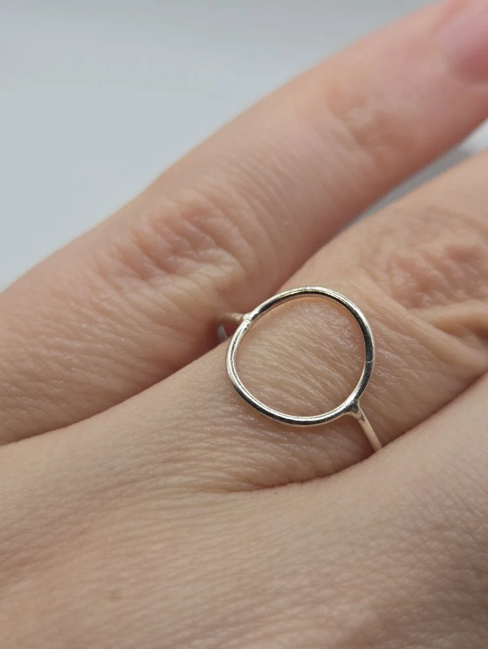 Sterling Silver Ring Wire Circle Outline Size sz7 Fairy Boho Dainty Delicate 925